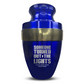 Personalized Adult Cremation Urn with Custom Engraved Name, Date and Simple Humor Design Metal Aluminum Vessel for Ashes and Remains | Elite Collection with Gold Inlay | 200 Cubic Inch