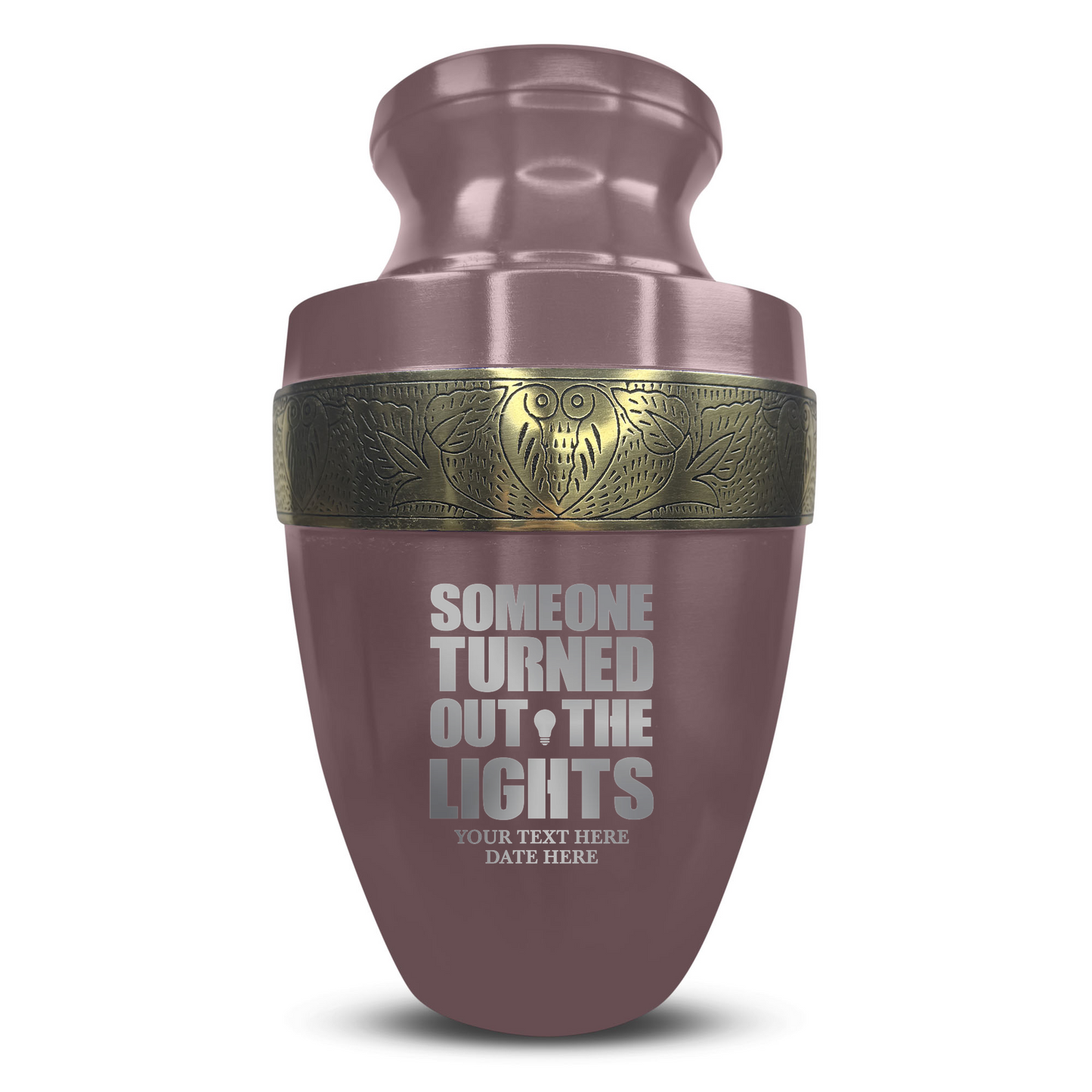 Personalized Adult Cremation Urn with Custom Engraved Name, Date and Simple Humor Design Metal Aluminum Vessel for Ashes and Remains | Elite Collection with Gold Inlay | 200 Cubic Inch