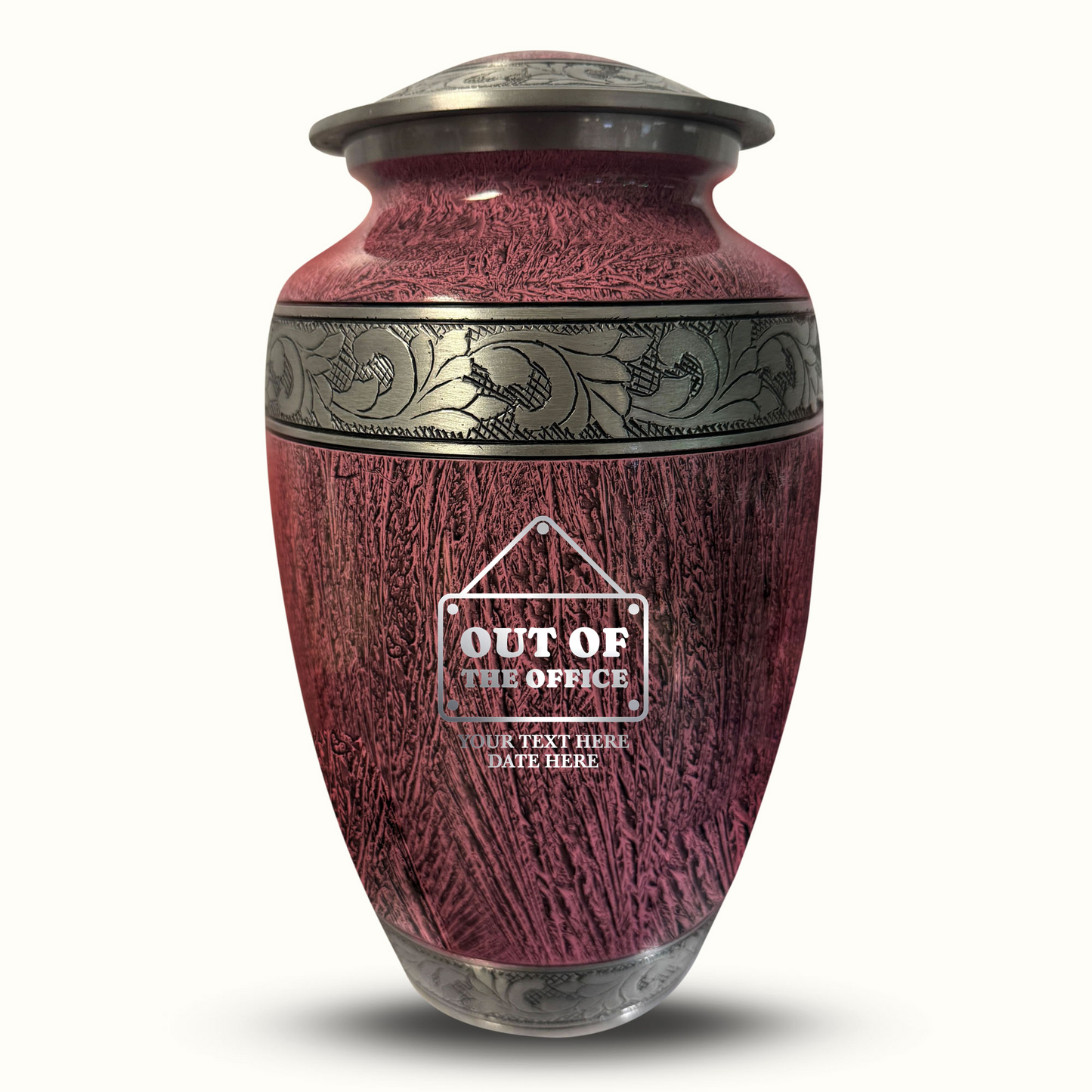 Custom Large Cremation Urn for Human Ashes - Elevate Collection - Funny Office Design - Distressed Finish - 200 Cubic Inch
