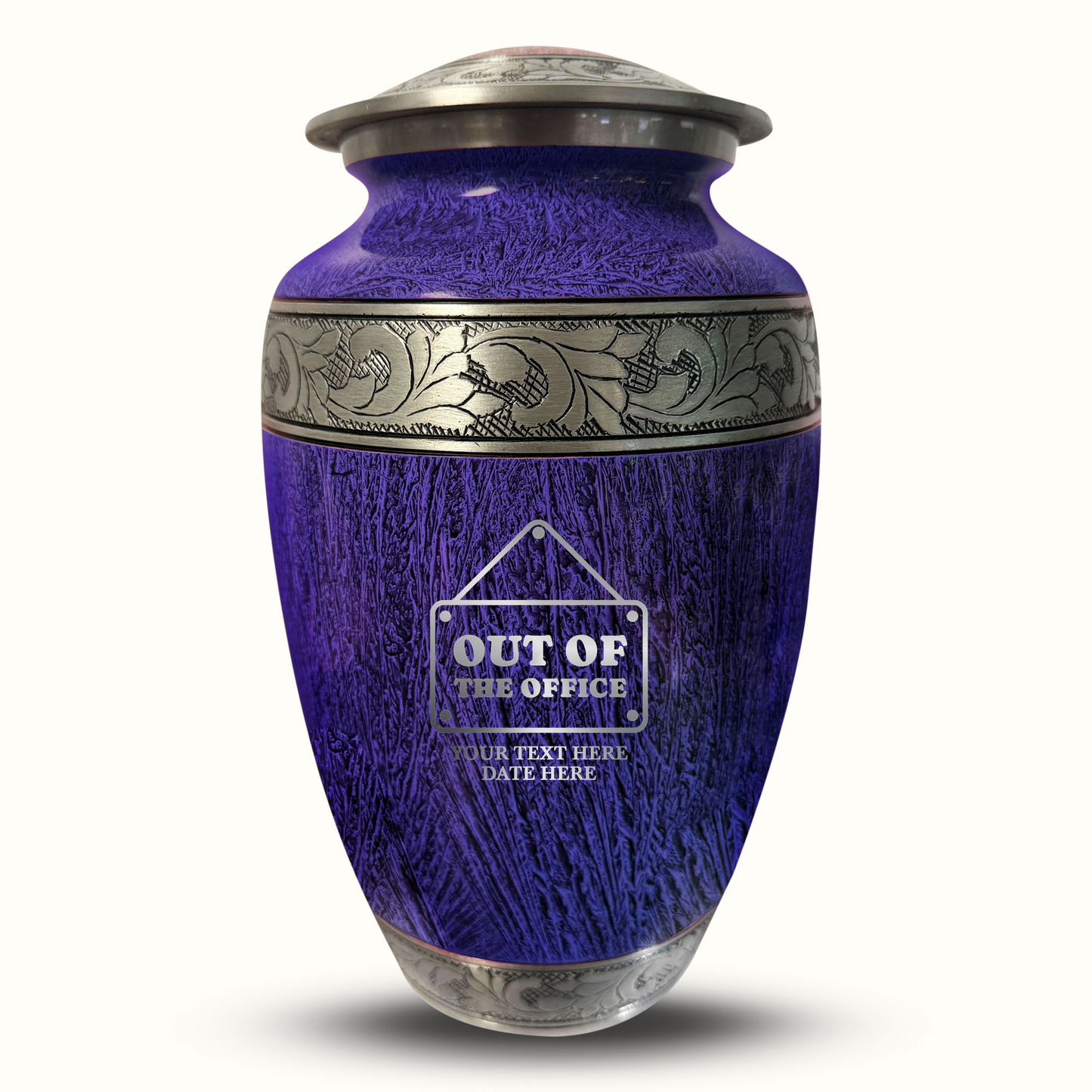 Custom Large Cremation Urn for Human Ashes - Elevate Collection - Funny Office Design - Distressed Finish - 200 Cubic Inch