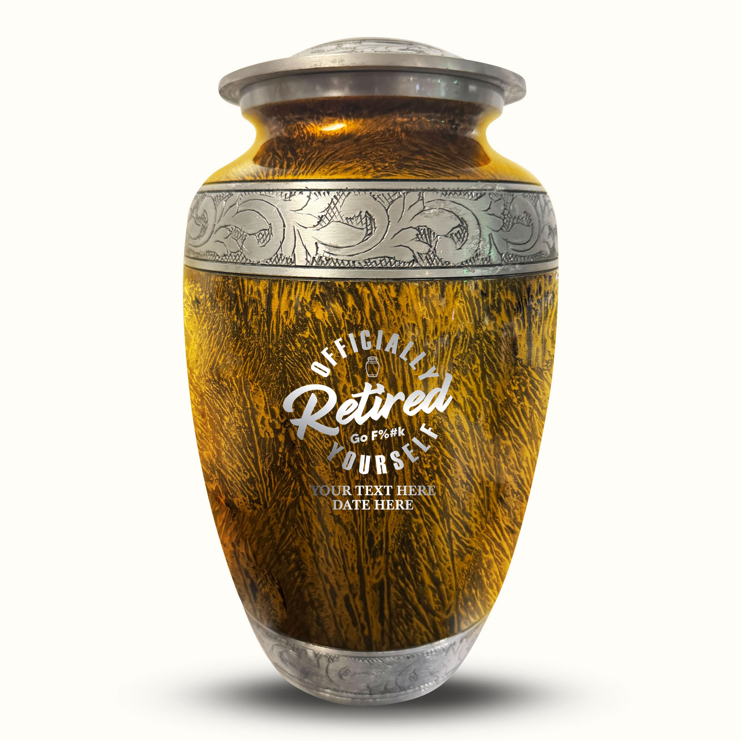Custom Large Cremation Urn for Human Ashes - Elevate Collection - Funny Office Design - Distressed Finish - 200 Cubic Inch