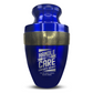 Personalized Adult Cremation Urn with Custom Engraved Name, Date and Simple Humor Design Metal Aluminum Vessel for Ashes and Remains | Elite Collection with Gold Inlay | 200 Cubic Inch