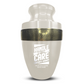 Personalized Adult Cremation Urn with Custom Engraved Name, Date and Simple Humor Design Metal Aluminum Vessel for Ashes and Remains | Elite Collection with Gold Inlay | 200 Cubic Inch