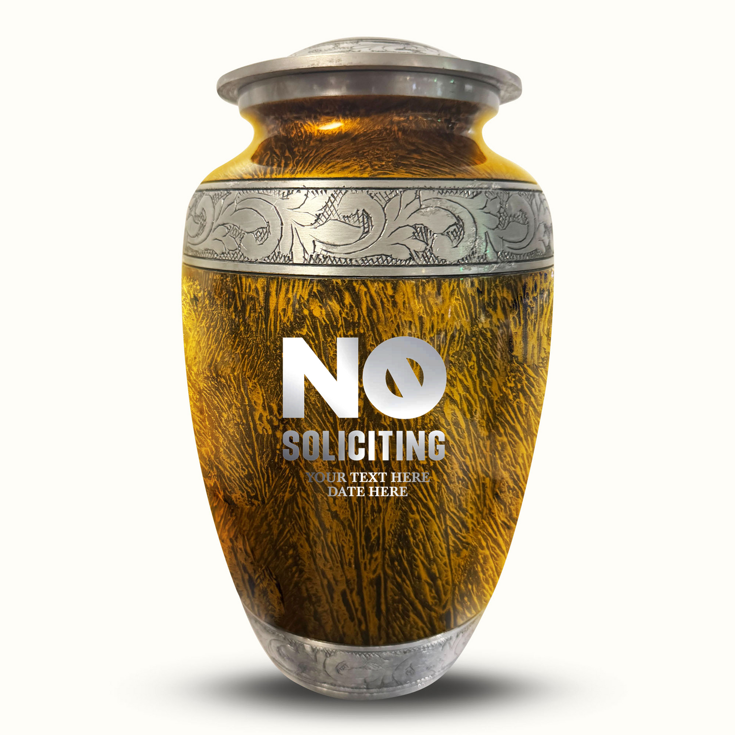 Custom Large Cremation Urn for Human Ashes - Elevate Collection - Funny Office Design - Distressed Finish - 200 Cubic Inch