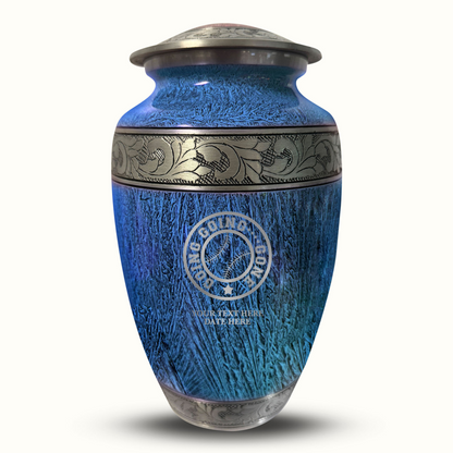 Custom Large Cremation Urn for Human Ashes - Elevate Collection - Funny Baseball Design - Distressed Finish - 200 Cubic Inch