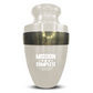 Personalized Adult Cremation Urn with Custom Engraved Name, Date and Funny Gaming Design Metal Aluminum Vessel for Ashes and Remains | Elite Collection with Gold Inlay | 200 Cubic Inch