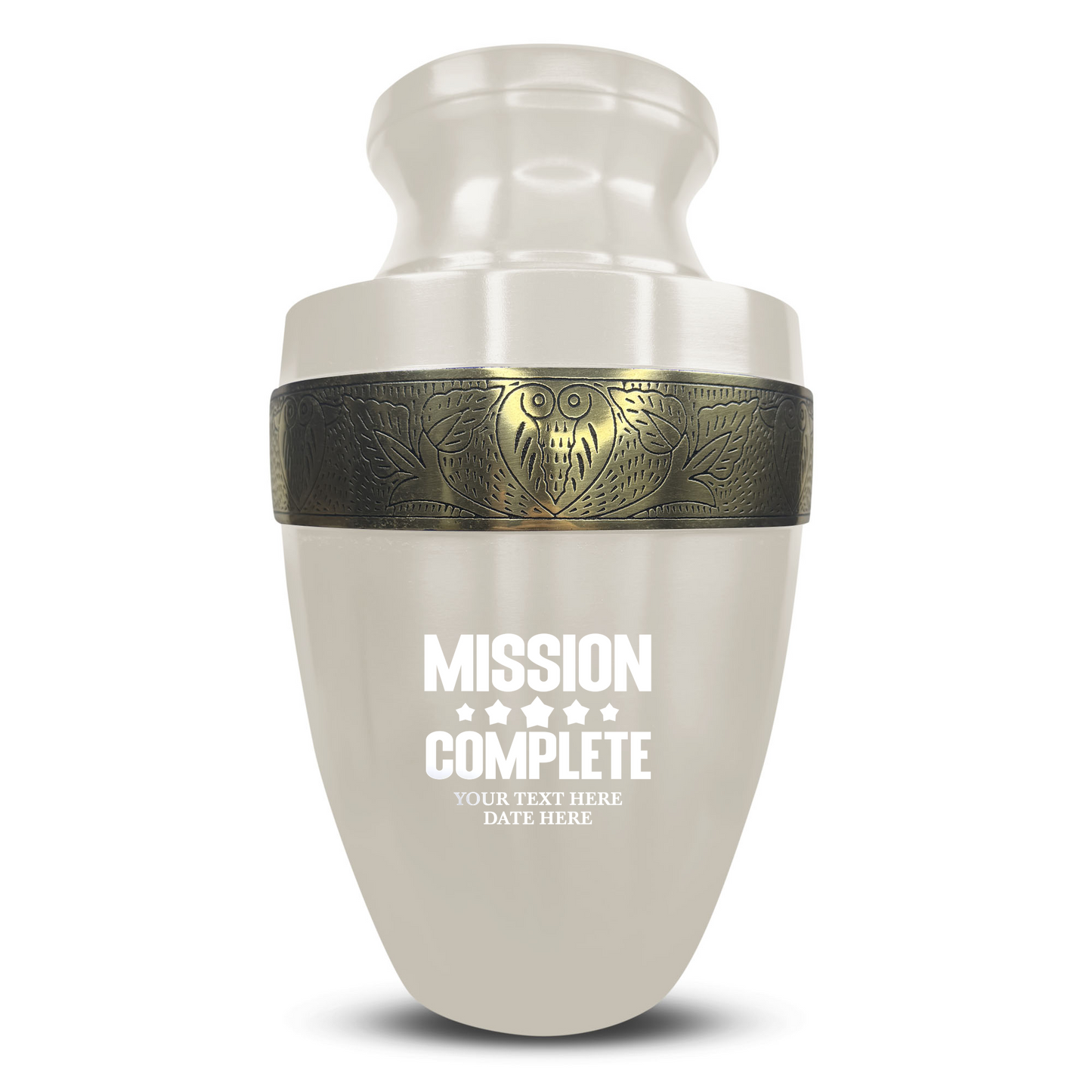Personalized Adult Cremation Urn with Custom Engraved Name, Date and Funny Gaming Design Metal Aluminum Vessel for Ashes and Remains | Elite Collection with Gold Inlay | 200 Cubic Inch