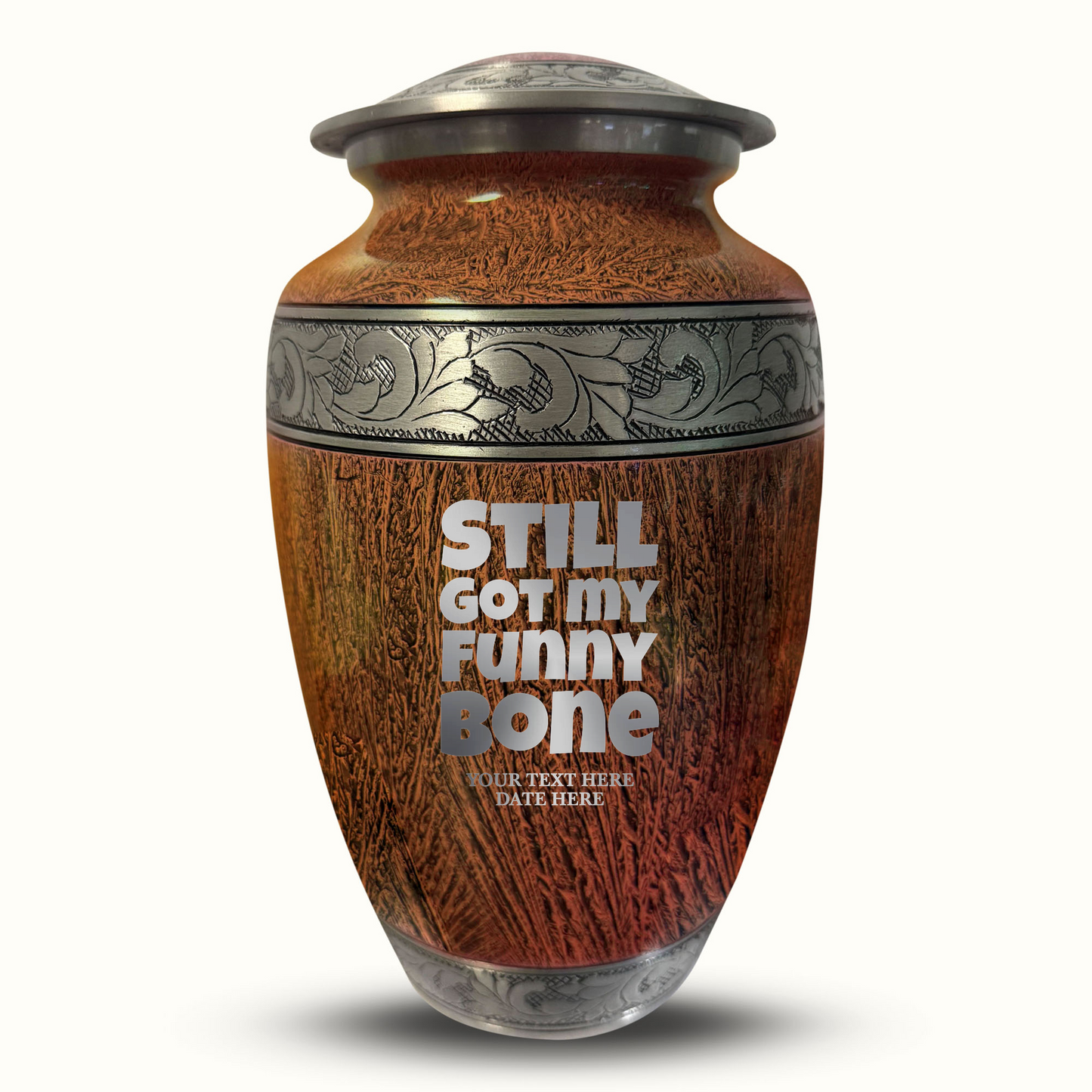 Custom Large Cremation Urn for Human Ashes - Elevate Collection - Simple Humor Design - Distressed Finish - 200 Cubic Inch