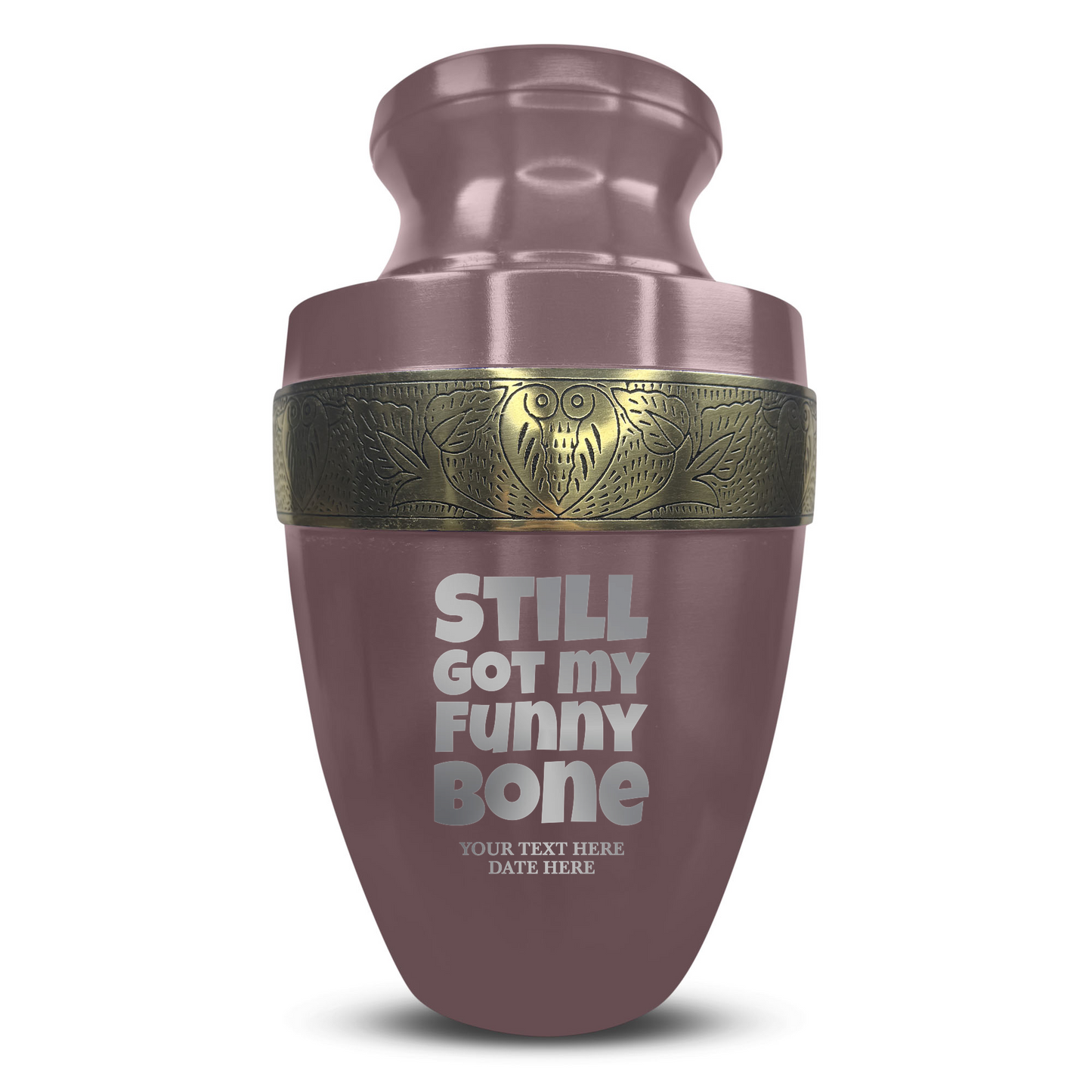 Personalized Adult Cremation Urn with Custom Engraved Name, Date and Simple Humor Design Metal Aluminum Vessel for Ashes and Remains | Elite Collection with Gold Inlay | 200 Cubic Inch