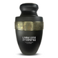 Personalized Adult Cremation Urn with Custom Engraved Name, Date and Funny TV Entertainment Design Metal Aluminum Vessel for Ashes and Remains | Elite Collection with Gold Inlay | 200 Cubic Inch