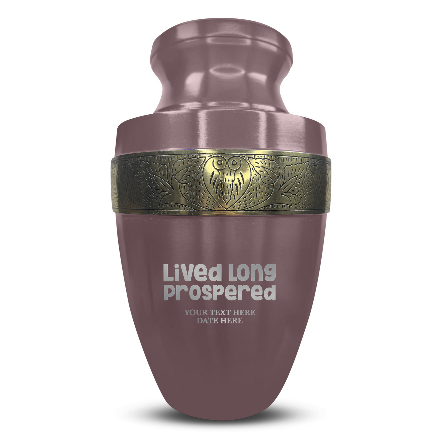 Personalized Adult Cremation Urn with Custom Engraved Name, Date and Funny TV Entertainment Design Metal Aluminum Vessel for Ashes and Remains | Elite Collection with Gold Inlay | 200 Cubic Inch