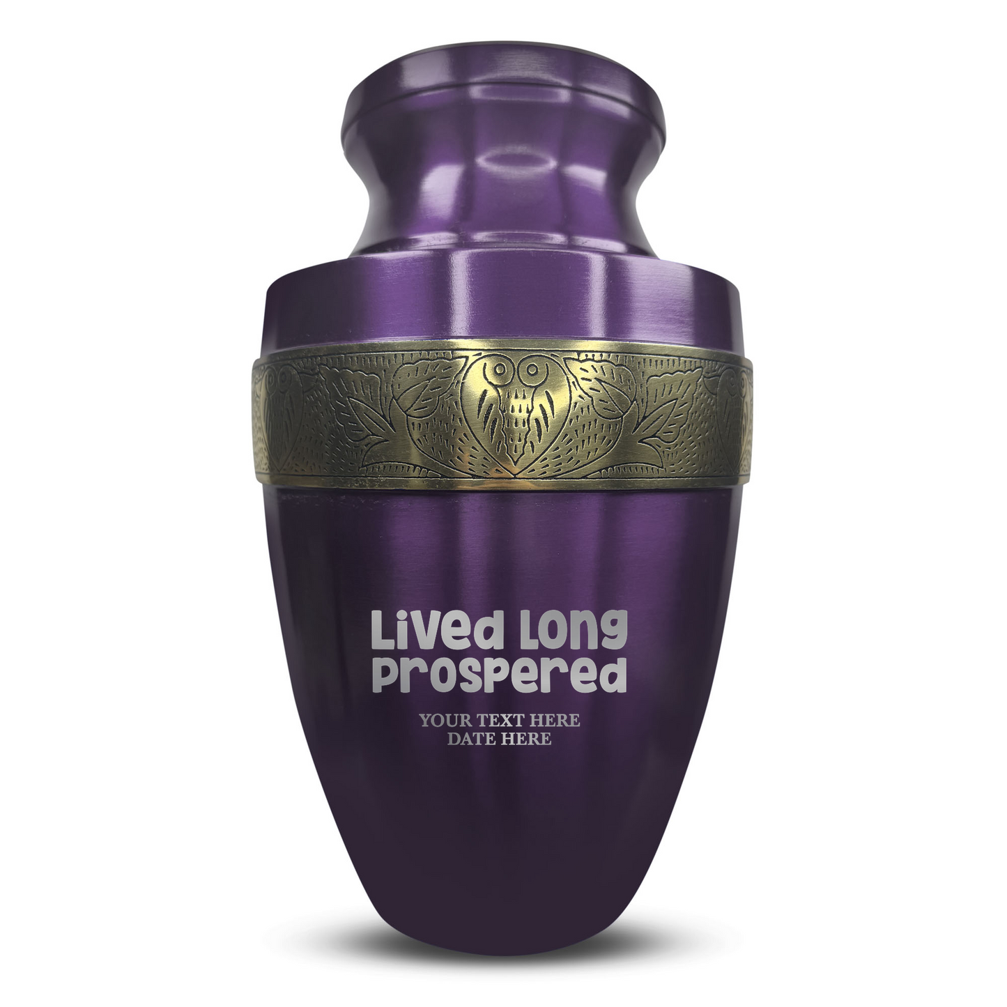 Personalized Adult Cremation Urn with Custom Engraved Name, Date and Funny TV Entertainment Design Metal Aluminum Vessel for Ashes and Remains | Elite Collection with Gold Inlay | 200 Cubic Inch