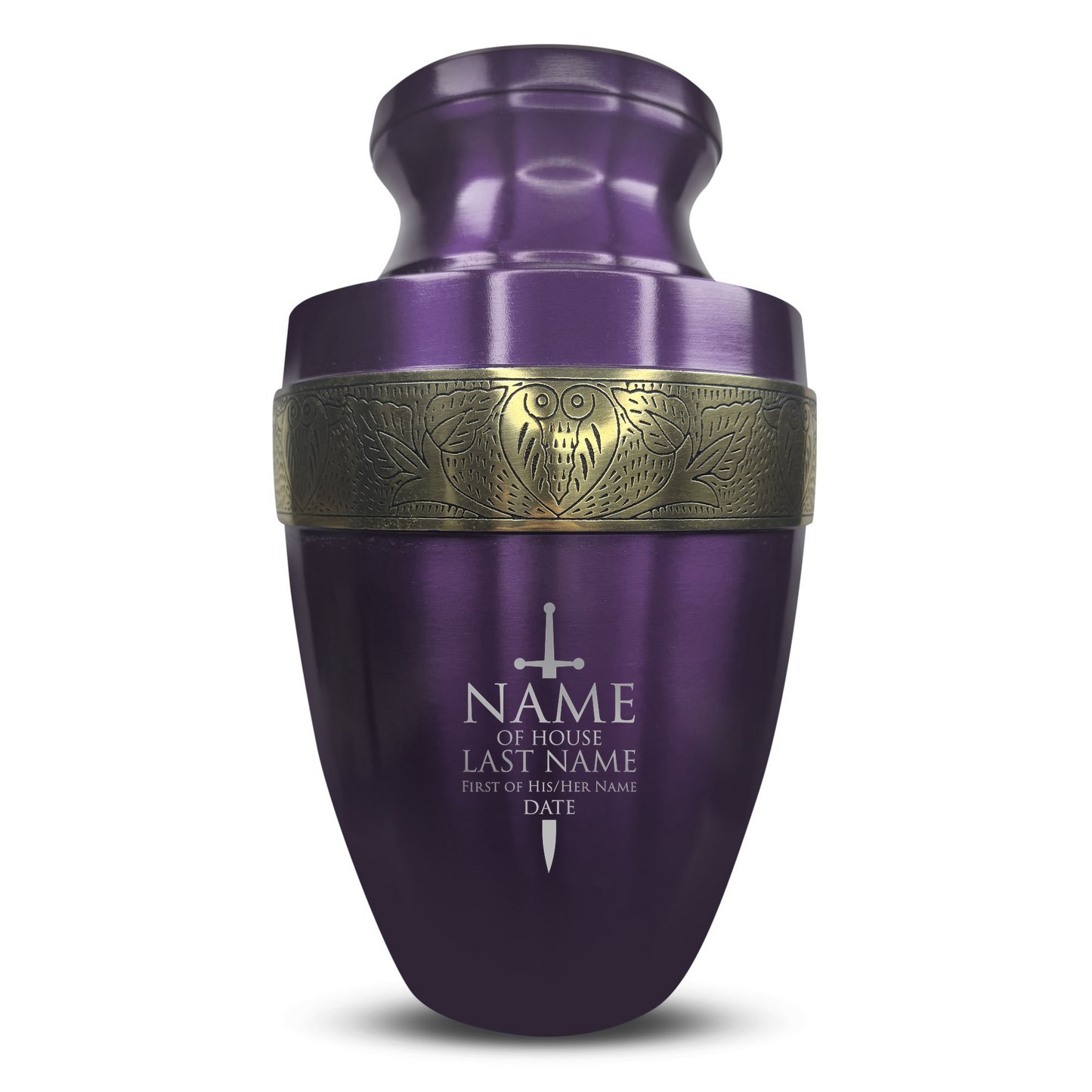 Personalized Adult Cremation Urn with Custom Engraved Name, Date and Funny Urn Design Metal Aluminum Vessel for Ashes and Remains | Elite Collection with Gold Inlay | 200 Cubic Inch