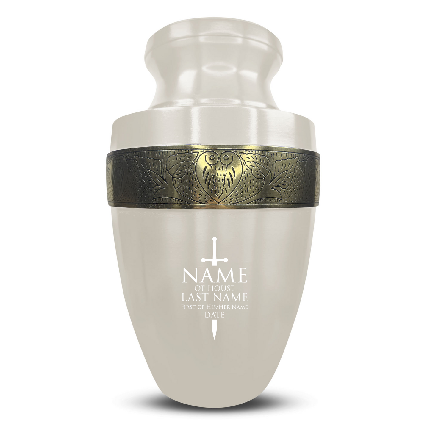 Personalized Adult Cremation Urn with Custom Engraved Name, Date and Funny Urn Design Metal Aluminum Vessel for Ashes and Remains | Elite Collection with Gold Inlay | 200 Cubic Inch