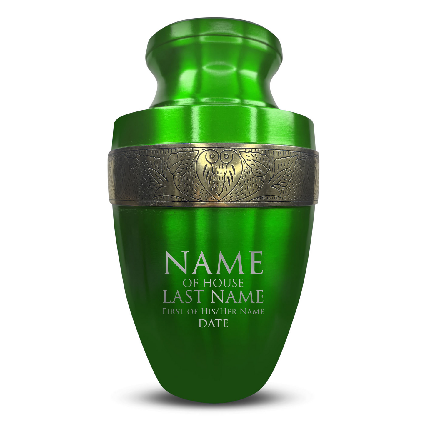 Personalized Adult Cremation Urn with Custom Engraved Name, Date and Funny Urn Design Metal Aluminum Vessel for Ashes and Remains | Elite Collection with Gold Inlay | 200 Cubic Inch