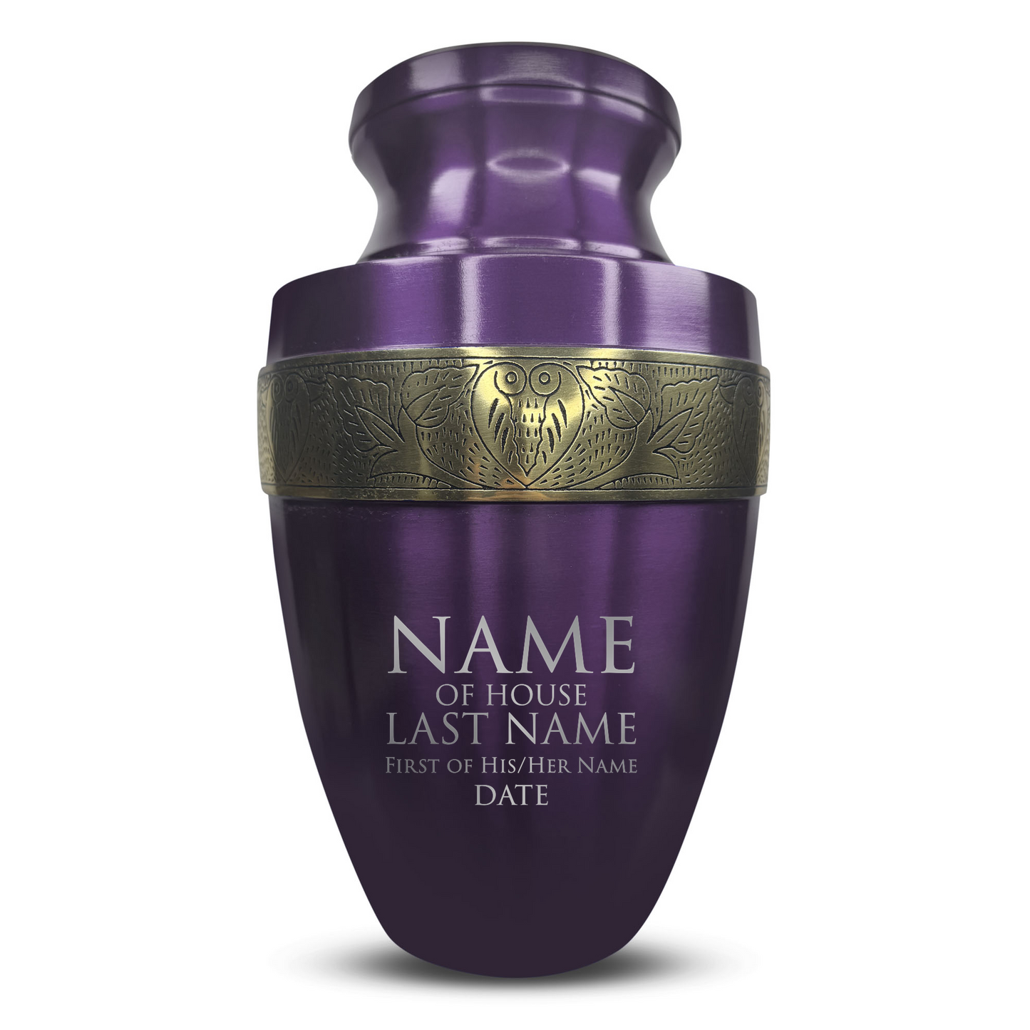 Personalized Adult Cremation Urn with Custom Engraved Name, Date and Funny Urn Design Metal Aluminum Vessel for Ashes and Remains | Elite Collection with Gold Inlay | 200 Cubic Inch