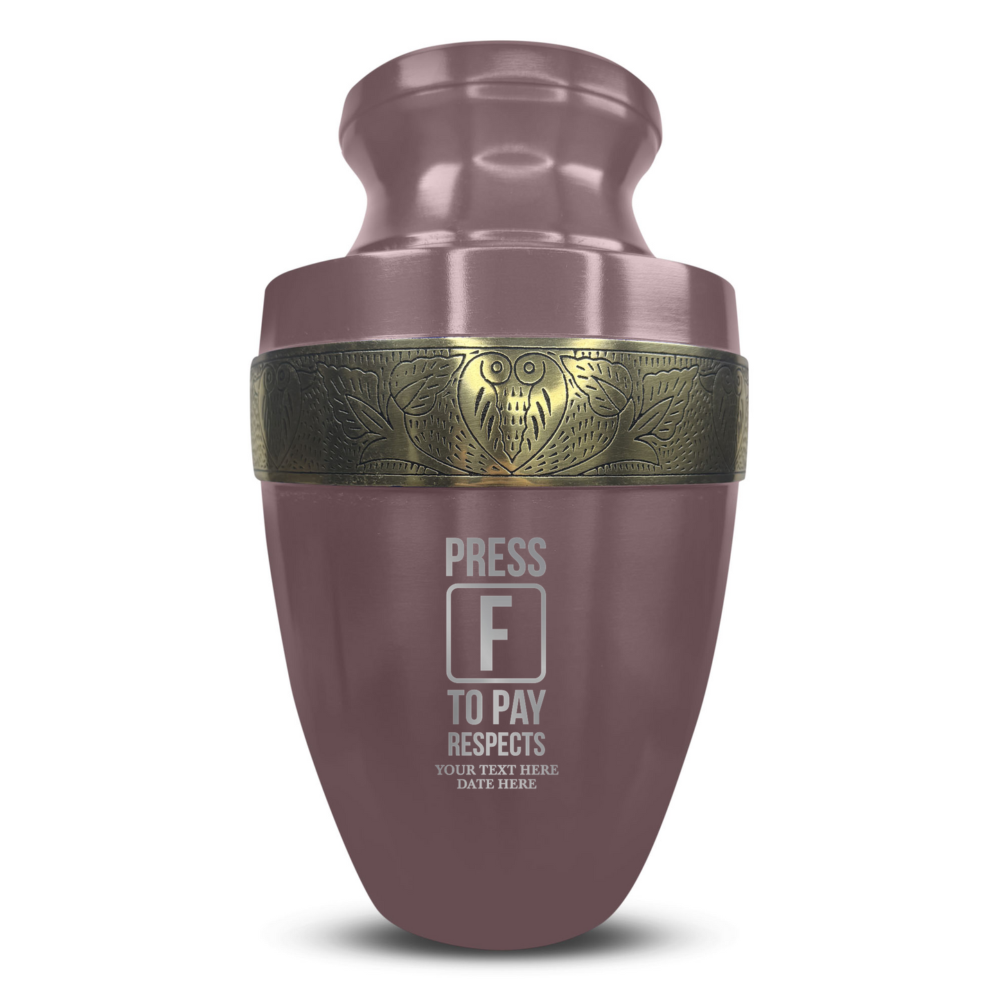 Personalized Adult Cremation Urn with Custom Engraved Name, Date and Funny Gaming Design Metal Aluminum Vessel for Ashes and Remains | Elite Collection with Gold Inlay | 200 Cubic Inch