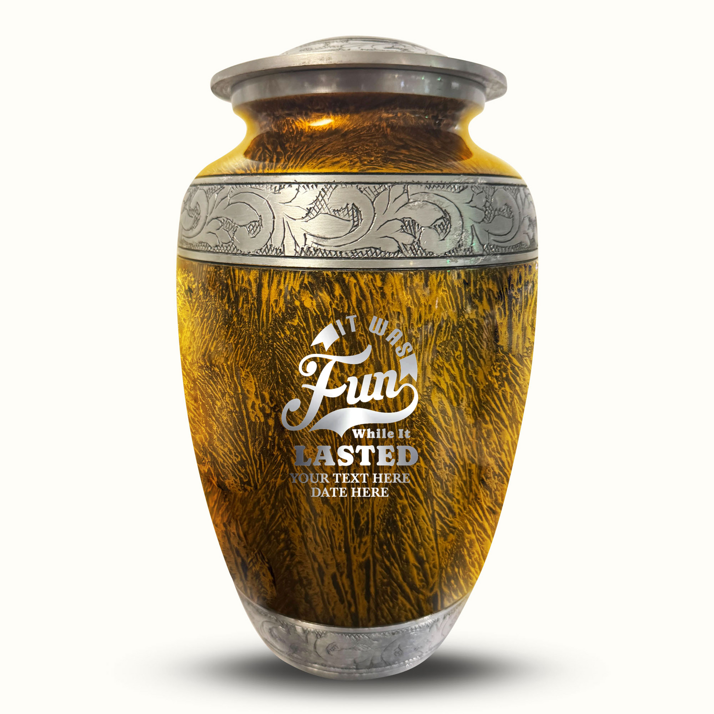 Custom Large Cremation Urn for Human Ashes - Elevate Collection - Dark Humor Design - Distressed Finish - 200 Cubic Inch