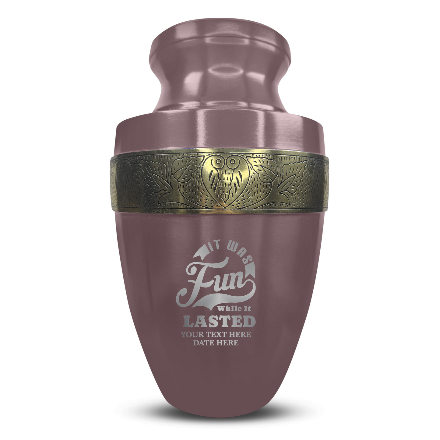 Personalized Adult Cremation Urn with Custom Engraved Name, Date and Dark Humor Design Metal Aluminum Vessel for Ashes and Remains | Elite Collection with Gold Inlay | 200 Cubic Inch