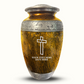 Custom Large Cremation Urn for Human Ashes - Elevate Collection - Memorial Cross Design - Distressed Finish - 200 Cubic Inch