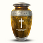 Custom Large Cremation Urn for Human Ashes - Elevate Collection - Memorial Cross Design - Distressed Finish - 200 Cubic Inch