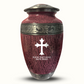 Custom Large Cremation Urn for Human Ashes - Elevate Collection - Memorial Cross Design - Distressed Finish - 200 Cubic Inch