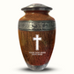 Custom Large Cremation Urn for Human Ashes - Elevate Collection - Memorial Cross Design - Distressed Finish - 200 Cubic Inch
