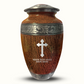 Custom Large Cremation Urn for Human Ashes - Elevate Collection - Memorial Cross Design - Distressed Finish - 200 Cubic Inch