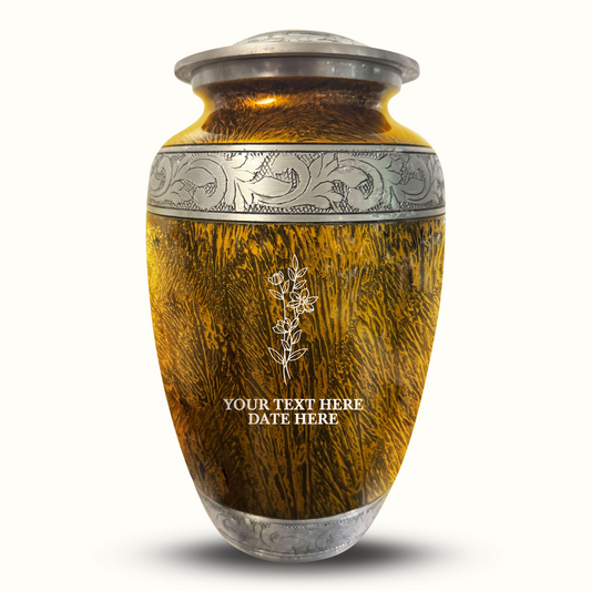 Custom Large Cremation Urn for Human Ashes - Elevate Collection - Floral Design - Distressed Finish - 200 Cubic Inch