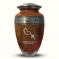 Custom Large Cremation Urn for Human Ashes - Elevate Collection - Rosary Design - Distressed Finish - 200 Cubic Inch