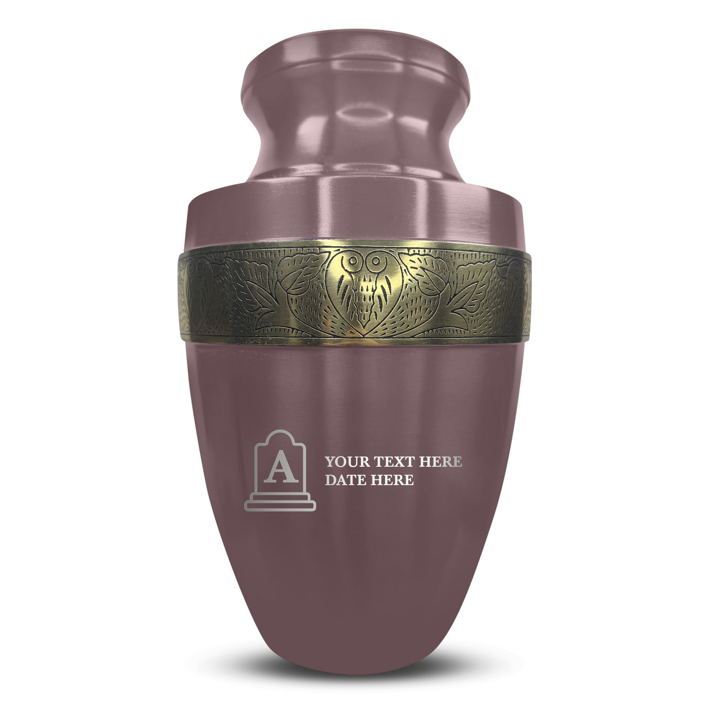 Personalized Adult Cremation Urn with Custom Engraved Name, Date and Funny Tombstone Design Metal Aluminum Vessel for Ashes and Remains | Elite Collection with Gold Inlay | 200 Cubic Inch