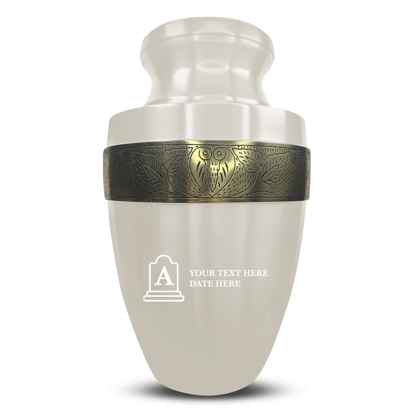 Personalized Adult Cremation Urn with Custom Engraved Name, Date and Funny Tombstone Design Metal Aluminum Vessel for Ashes and Remains | Elite Collection with Gold Inlay | 200 Cubic Inch