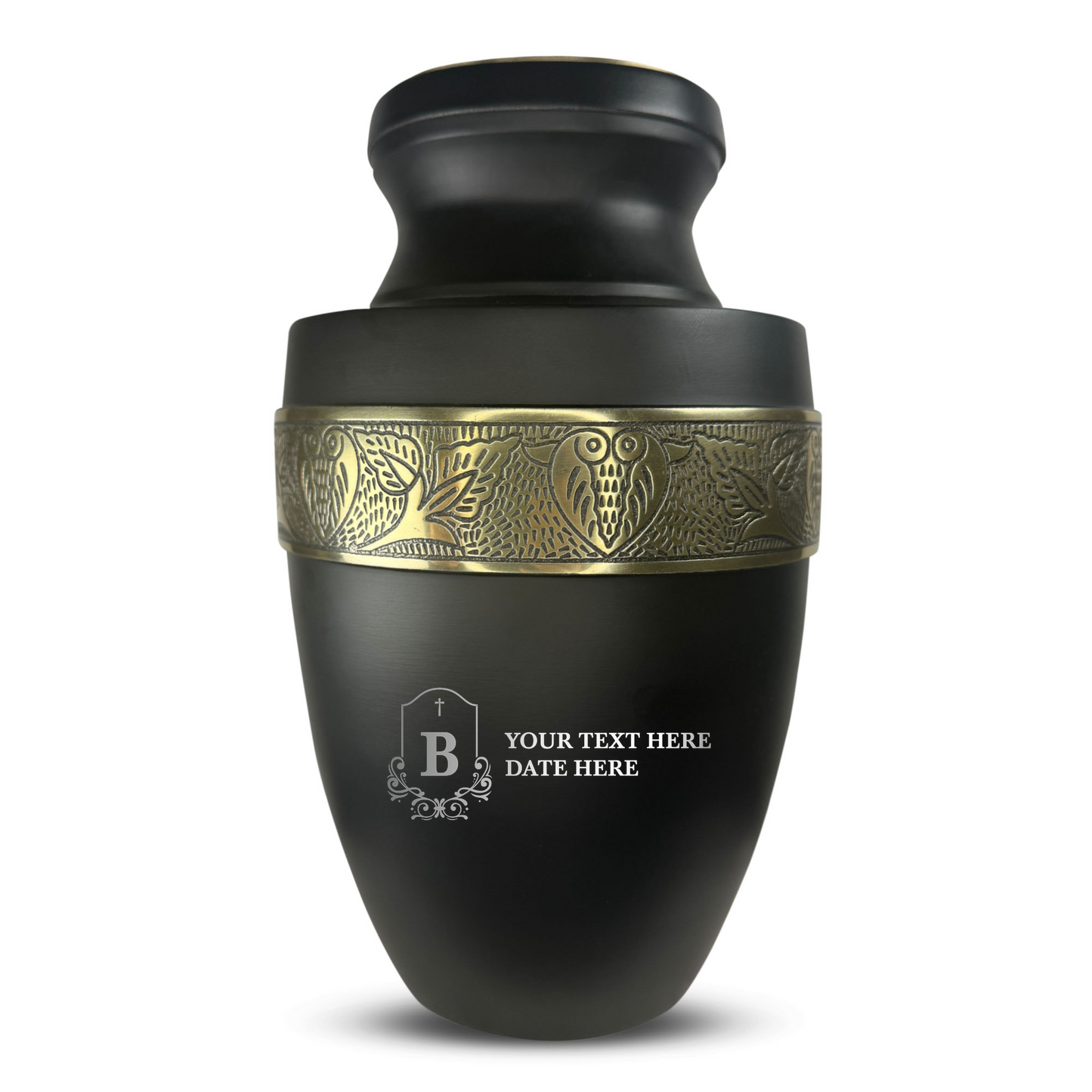 Personalized Adult Cremation Urn with Custom Engraved Name, Date and Funny Tombstone Design Metal Aluminum Vessel for Ashes and Remains | Elite Collection with Gold Inlay | 200 Cubic Inch