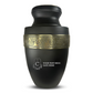 Personalized Adult Cremation Urn with Custom Engraved Name, Date and Funny Tombstone Design Metal Aluminum Vessel for Ashes and Remains | Elite Collection with Gold Inlay | 200 Cubic Inch