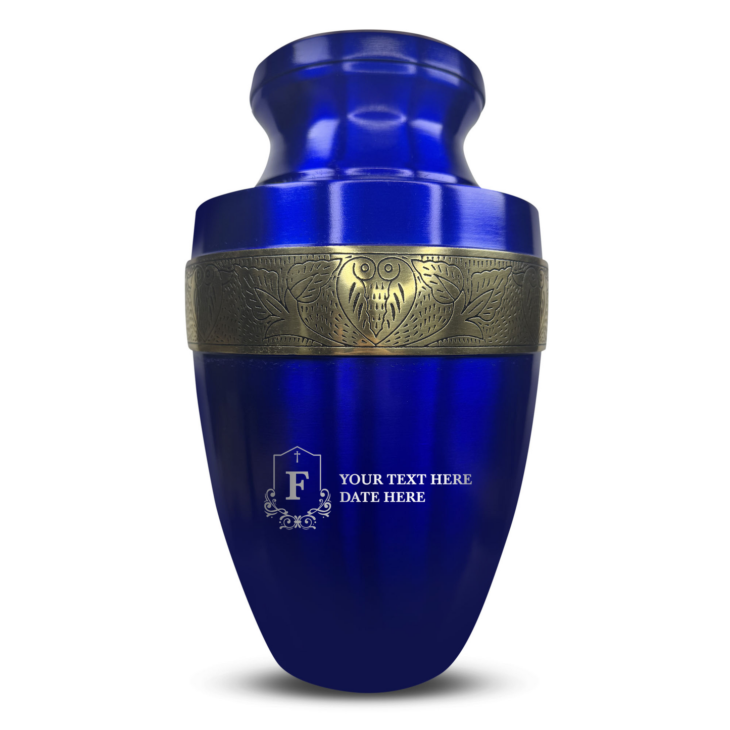 Personalized Adult Cremation Urn with Custom Engraved Name, Date and Funny Tombstone Design Metal Aluminum Vessel for Ashes and Remains | Elite Collection with Gold Inlay | 200 Cubic Inch