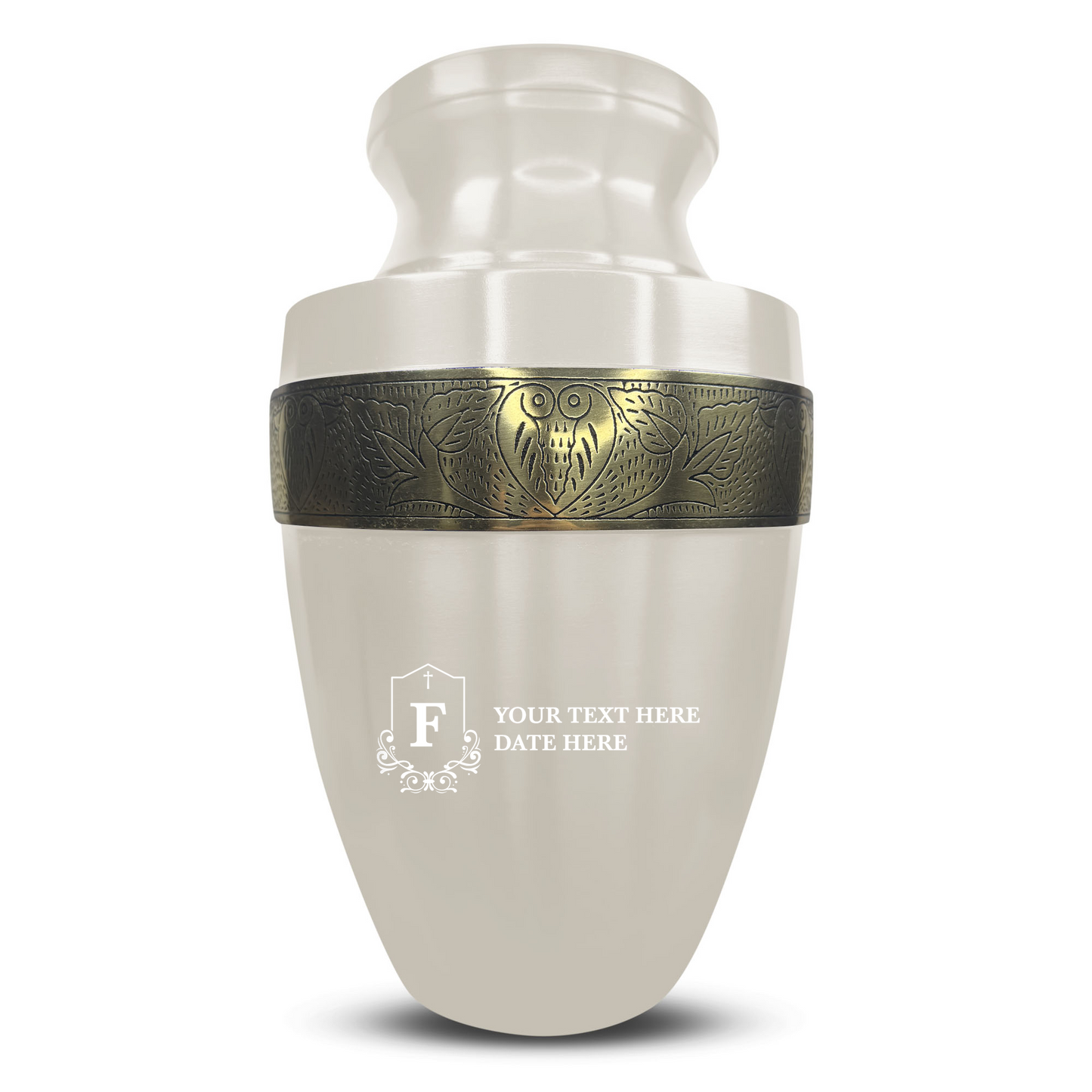 Personalized Adult Cremation Urn with Custom Engraved Name, Date and Funny Tombstone Design Metal Aluminum Vessel for Ashes and Remains | Elite Collection with Gold Inlay | 200 Cubic Inch