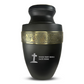 Personalized Adult Cremation Urn with Custom Engraved Name, Date and Funny Tombstone Design Metal Aluminum Vessel for Ashes and Remains | Elite Collection with Gold Inlay | 200 Cubic Inch