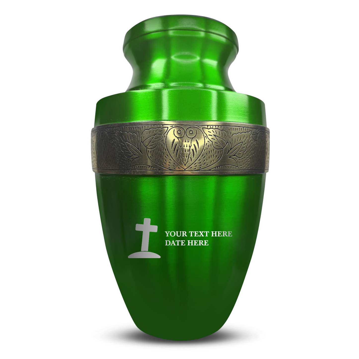 Personalized Adult Cremation Urn with Custom Engraved Name, Date and Funny Tombstone Design Metal Aluminum Vessel for Ashes and Remains | Elite Collection with Gold Inlay | 200 Cubic Inch