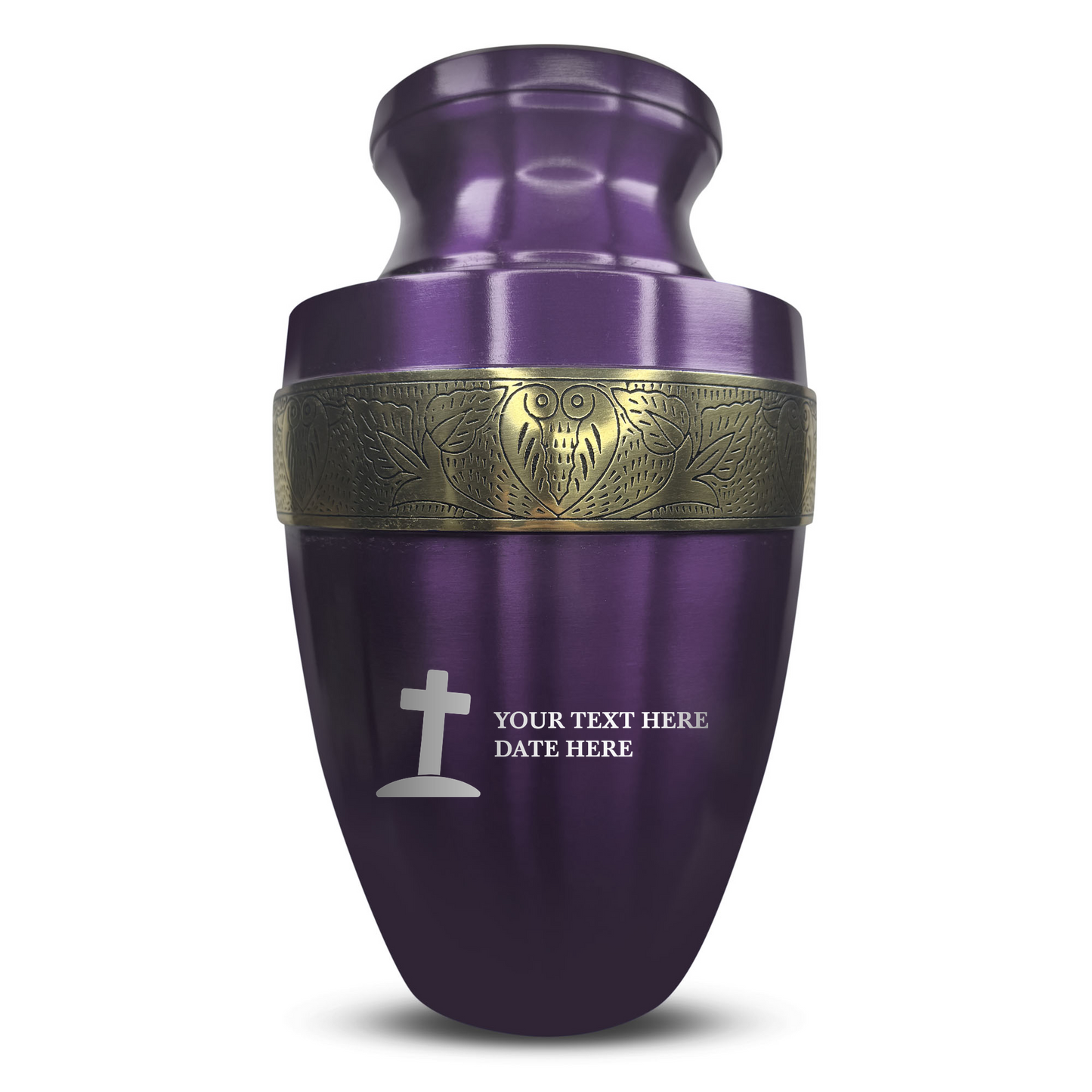Personalized Adult Cremation Urn with Custom Engraved Name, Date and Funny Tombstone Design Metal Aluminum Vessel for Ashes and Remains | Elite Collection with Gold Inlay | 200 Cubic Inch