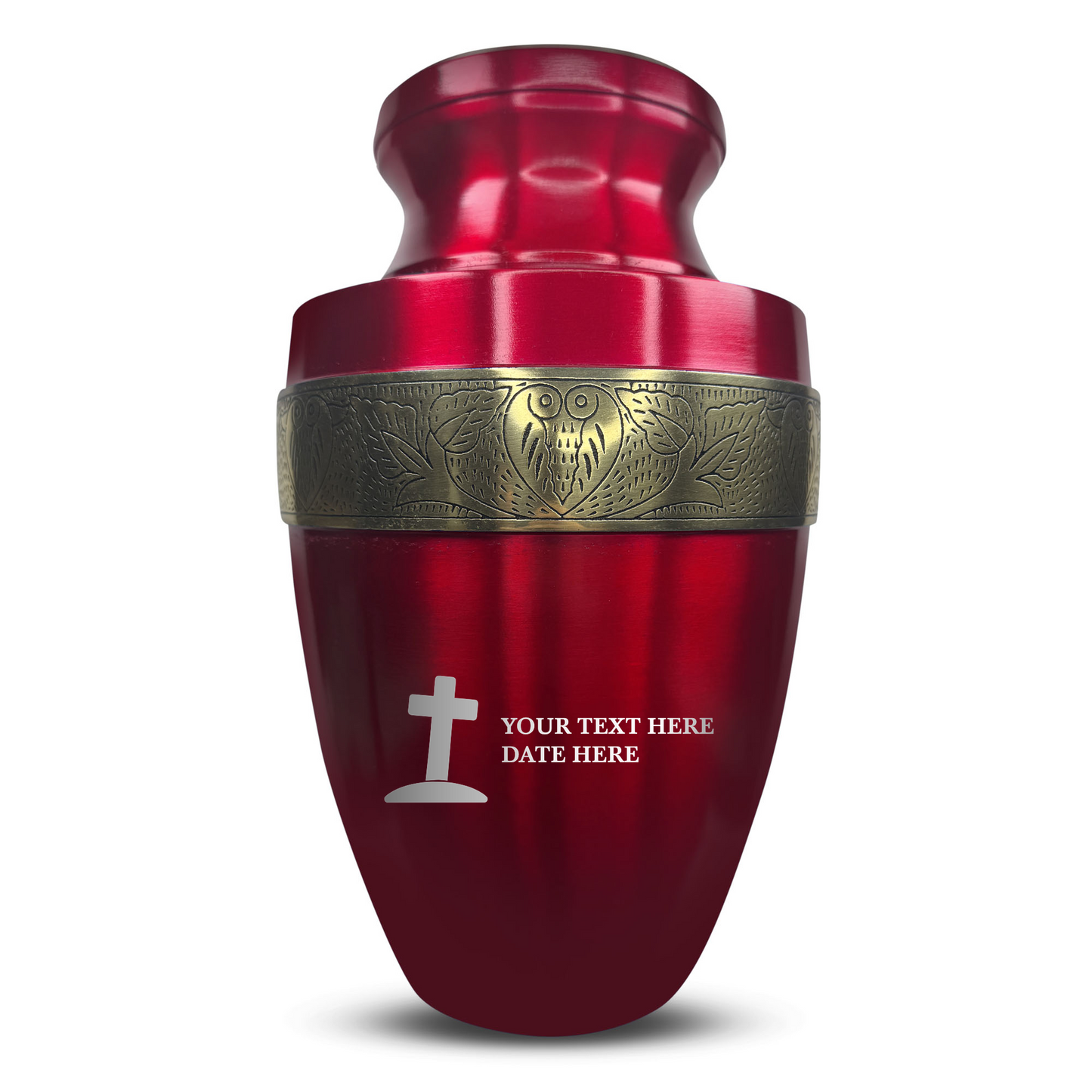 Personalized Adult Cremation Urn with Custom Engraved Name, Date and Funny Tombstone Design Metal Aluminum Vessel for Ashes and Remains | Elite Collection with Gold Inlay | 200 Cubic Inch