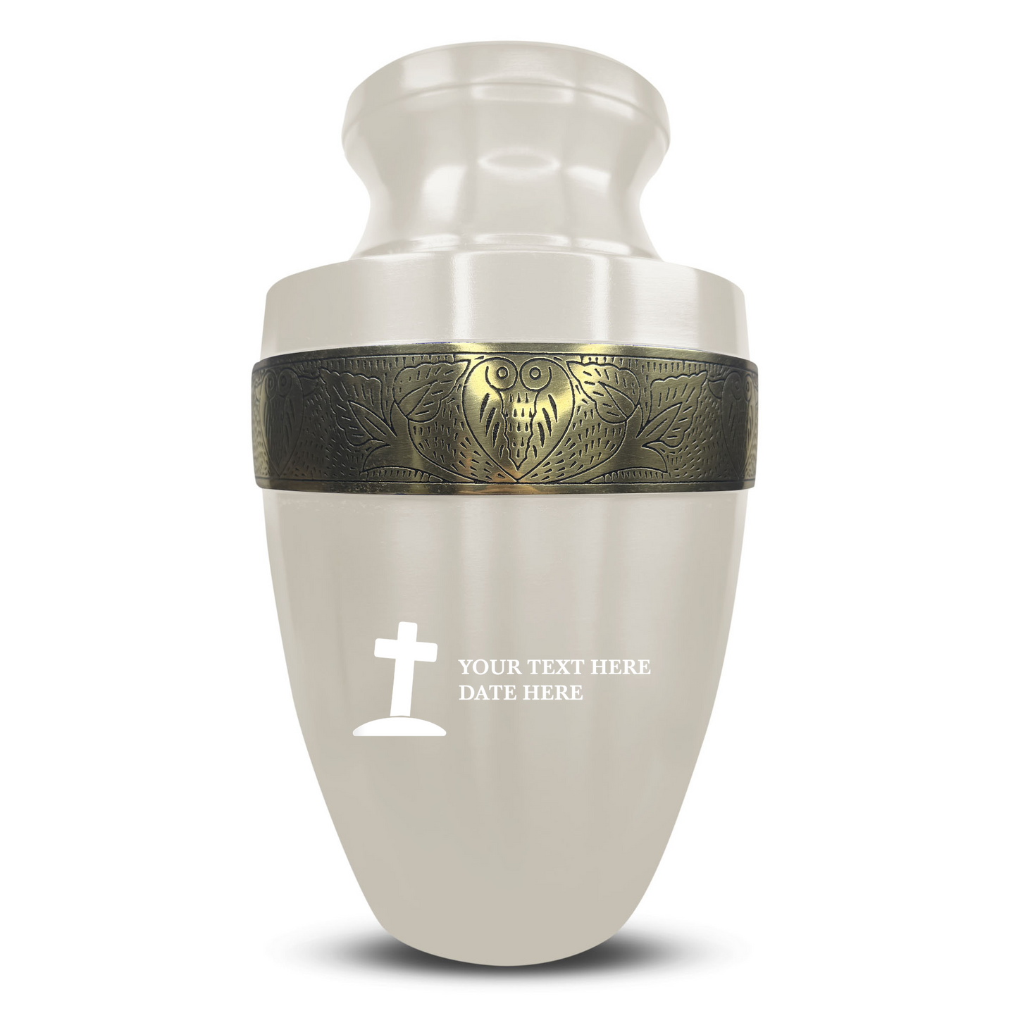 Personalized Adult Cremation Urn with Custom Engraved Name, Date and Funny Tombstone Design Metal Aluminum Vessel for Ashes and Remains | Elite Collection with Gold Inlay | 200 Cubic Inch