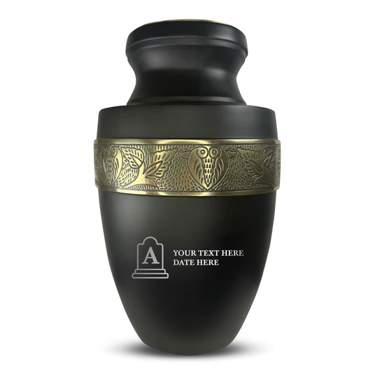 Personalized Adult Cremation Urn with Custom Engraved Name, Date and Tombstone Design Metal Aluminum Vessel for Ashes and Remains