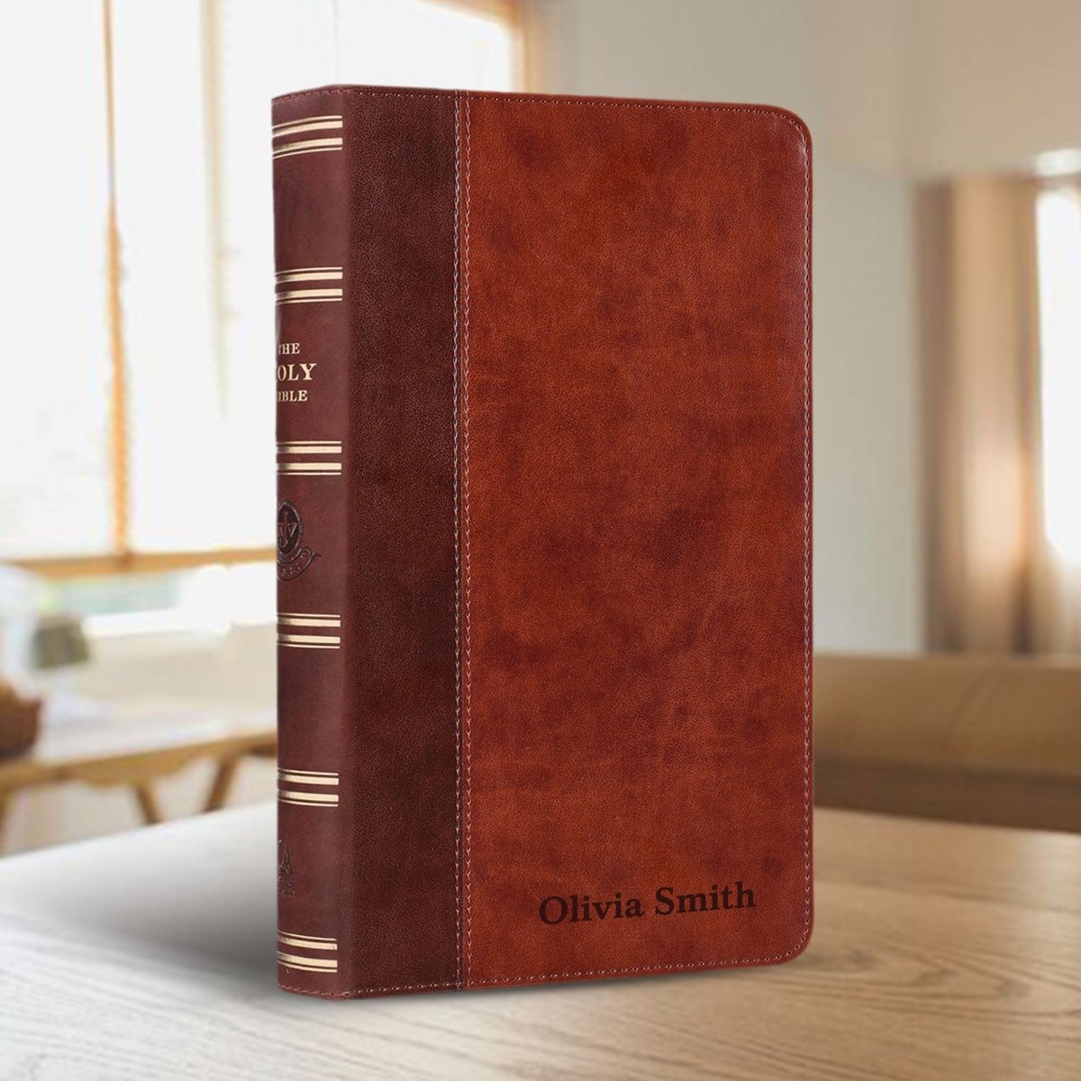 Personalized KJV Holy Bible Faux Leather King James Version Premium Holy Bible Words of Christ in Red Custom Engraved with Name Gift for Christian & Religious Celebrations | Shepherds Shelf - Shepherds Shelf