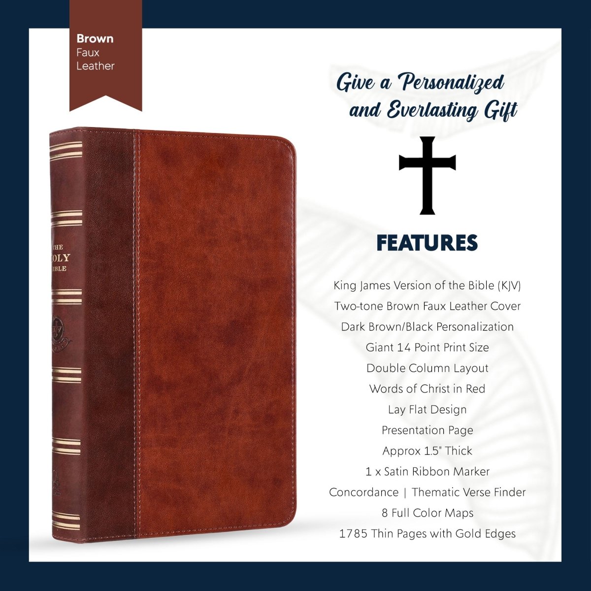 Personalized KJV Holy Bible Faux Leather King James Version Premium Holy Bible Words of Christ in Red Custom Engraved with Name Gift for Christian & Religious Celebrations | Shepherds Shelf - Shepherds Shelf