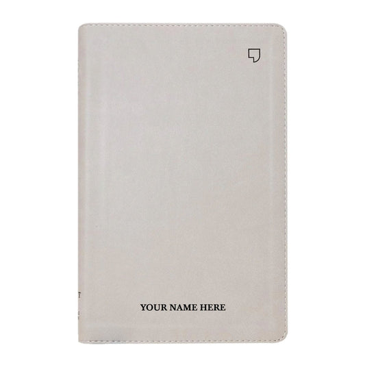 Personalized NET Holy Bible Custom Engraved with Your Name | Medium Print Faux Leather New English Translation Bible with Index Tabs Stone Gray | Shepherds Shelf - Shepherds Shelf