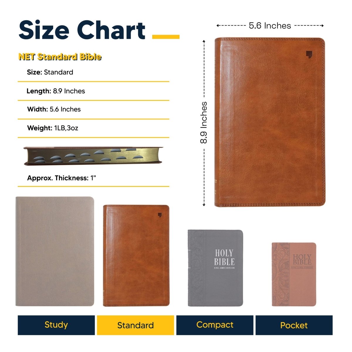 Personalized NET Holy Bible Custom with Your Name and Date | Medium Print Faux Leather New English Translation Bible with Index Tabs Brown | Shepherds Shelf - Shepherds Shelf