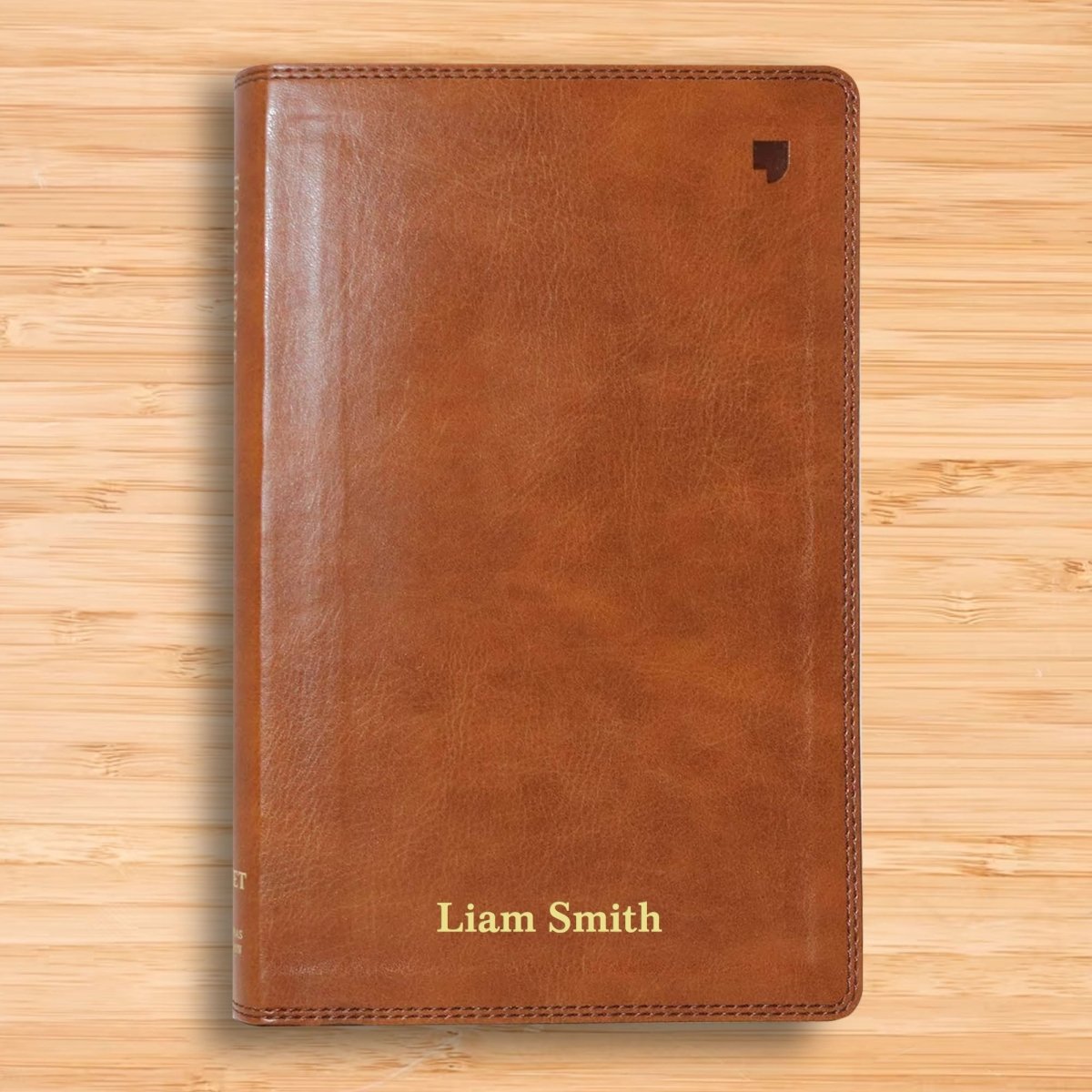 Personalized NET Holy Bible Custom with Your Name and Date | Medium Print Faux Leather New English Translation Bible with Index Tabs Brown | Shepherds Shelf - Shepherds Shelf