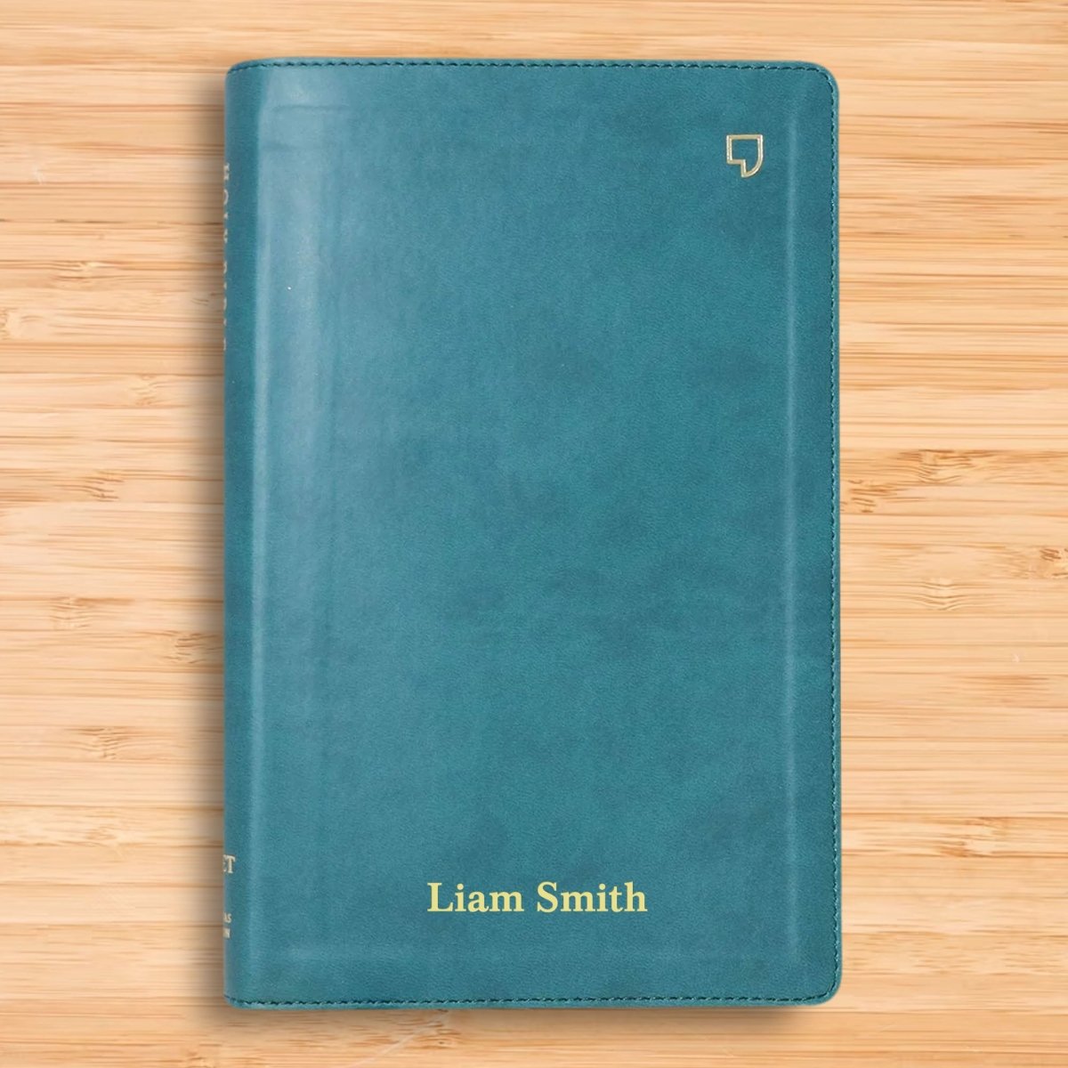 Personalized NET Holy Bible Custom with Your Name and Date | Medium Print Faux Leather New English Translation Bible with Index Tabs Teal | Shepherds Shelf - Shepherds Shelf
