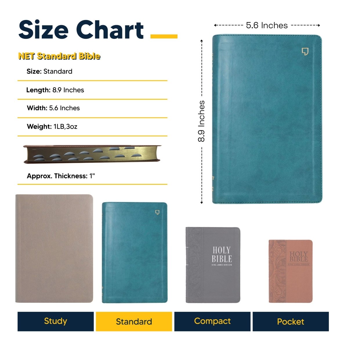 Personalized NET Holy Bible Custom with Your Name and Date | Medium Print Faux Leather New English Translation Bible with Index Tabs Teal | Shepherds Shelf - Shepherds Shelf