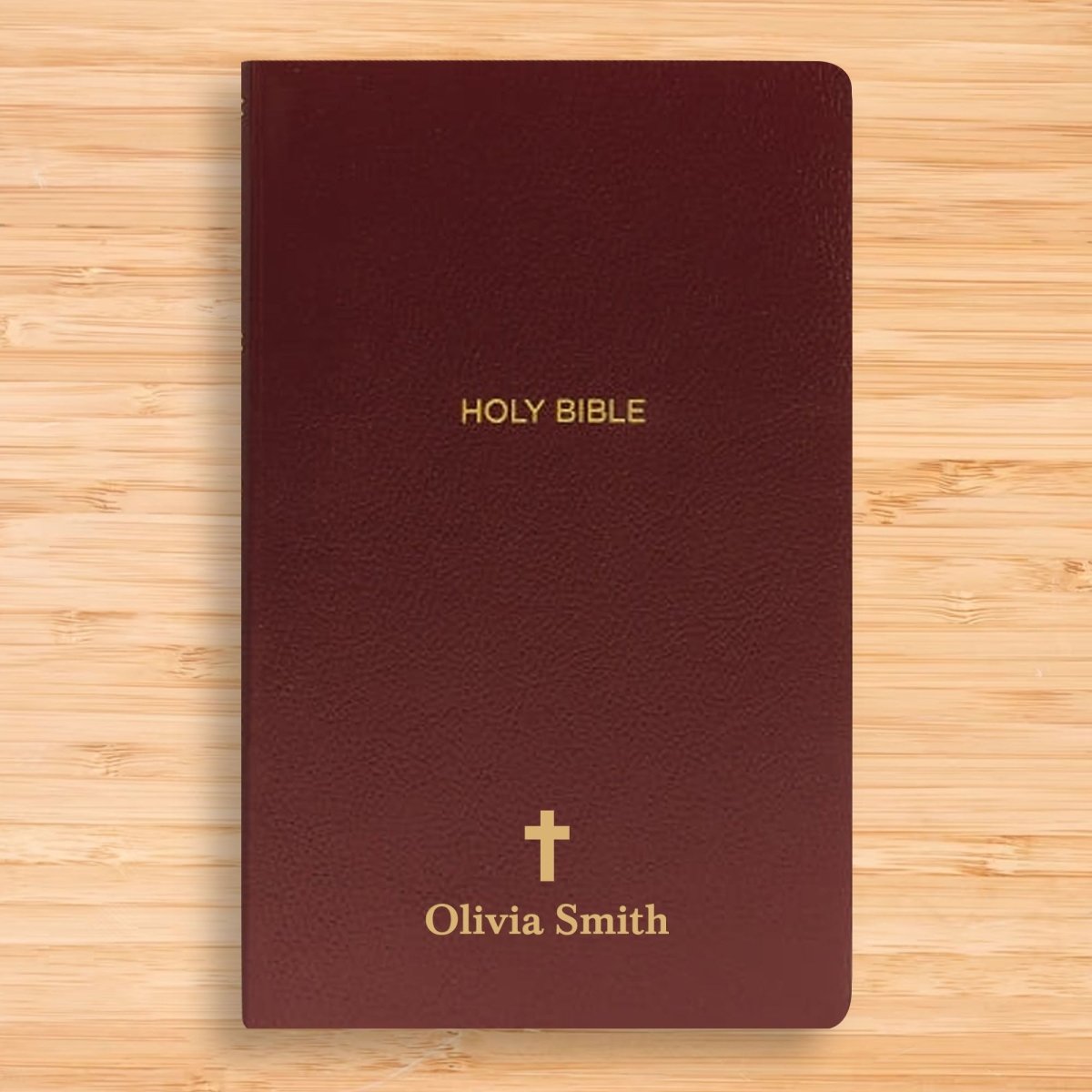 Personalized NKJV Bible New King James Version Faux Leather Holy Bible with Custom Name Small Print with Red - Highlighted Verses Burgundy | Shepherds Shelf - Shepherds Shelf